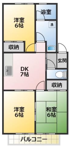 サニーコート今川B(3DK/2階)の間取り写真