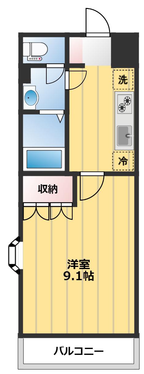 ウィステリア(1K/2階)の間取り写真
