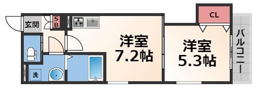 コラッジオ衣摺(1DK/2階)の間取り写真