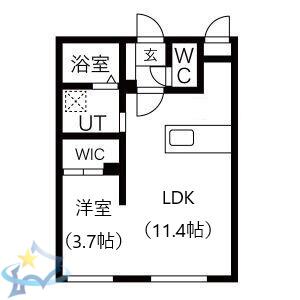 エアフォルク行啓通(1LDK/2階)の間取り写真