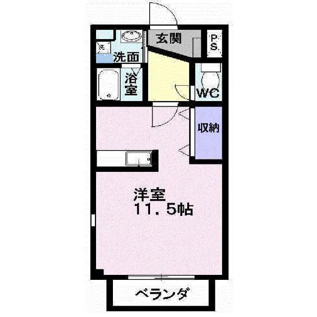 ペアフィールド(ワンルーム/2階)の間取り写真