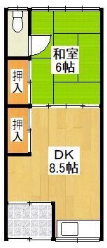 佐々木アパート(1DK/2階)の間取り写真