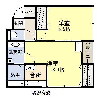 コーポ佐庄(2K/1階)の間取り写真