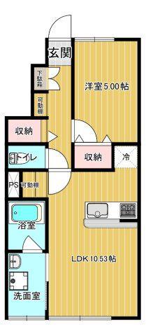 ピネードB(1LDK/1階)の間取り写真