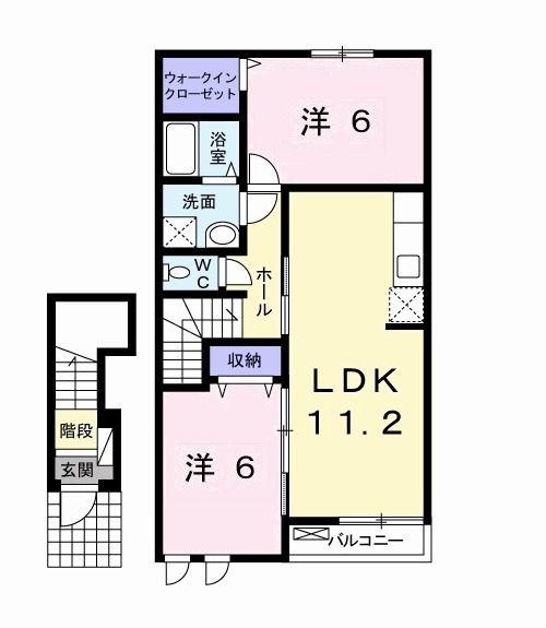カーサ ムーンダスト(2LDK/2階)の間取り写真