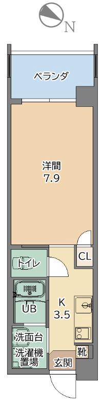 リバーライト2(1K/4階)の間取り写真