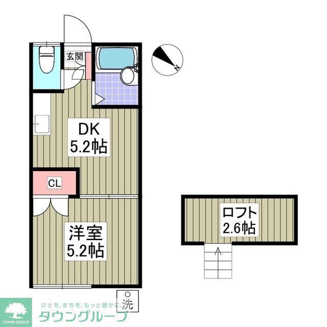 草加第32レジデンス(2DK/1階)の間取り写真