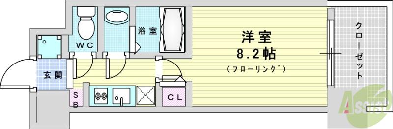 スプランディッド十三本町(1K/12階)の間取り写真
