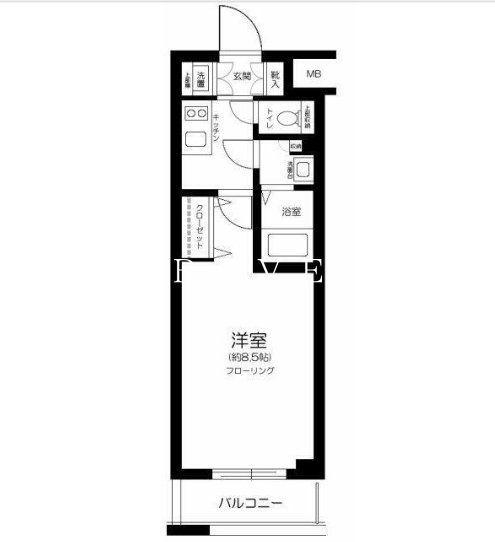 ガリシア新宿余丁町(1K/1階)の間取り写真