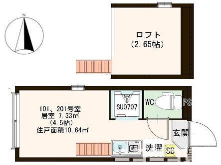 ハーモニーテラス幸町(ワンルーム/1階)の間取り写真