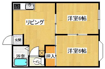 グリーンパーク根岸A棟(2DK/1階)の間取り写真