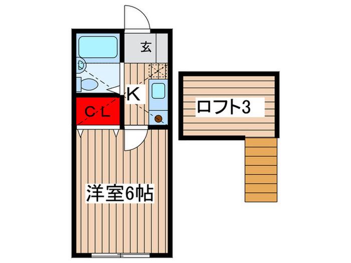 ハイツ中村(1K/2階)の間取り写真