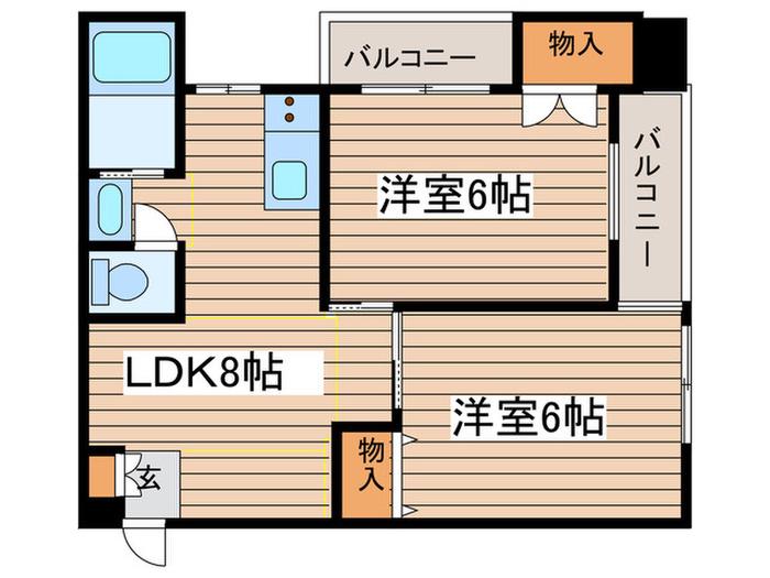 コンドーマンション(2LDK/4階)の間取り写真