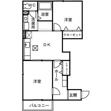 日の出I(2DK/1階)の間取り写真