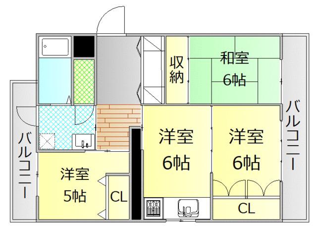 メゾン富士岡(3DK/3階)の間取り写真