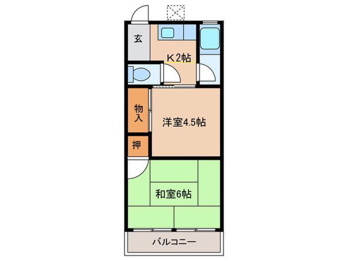 メゾン谷本(2K/2階)の間取り写真