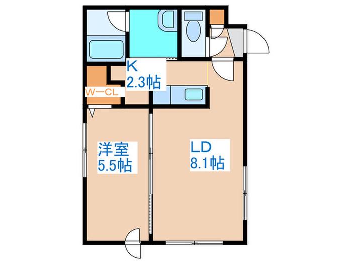 LEMONED 菊水(1LDK/1階)の間取り写真