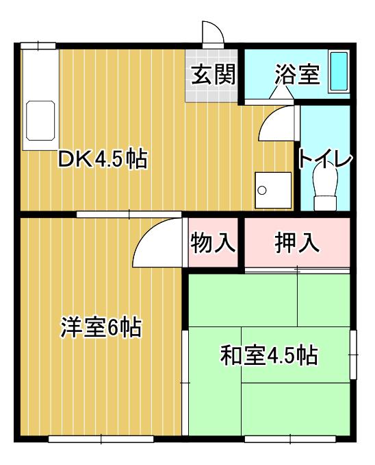 フォーブル宮北(2DK/1階)の間取り写真