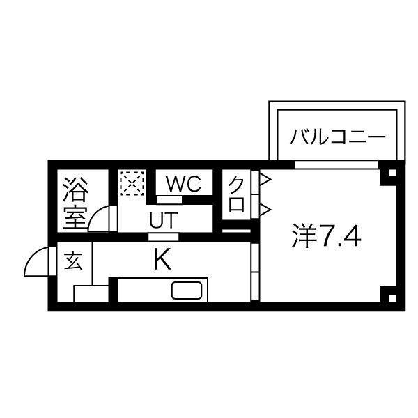 エースタイル松(1K/3階)の間取り写真