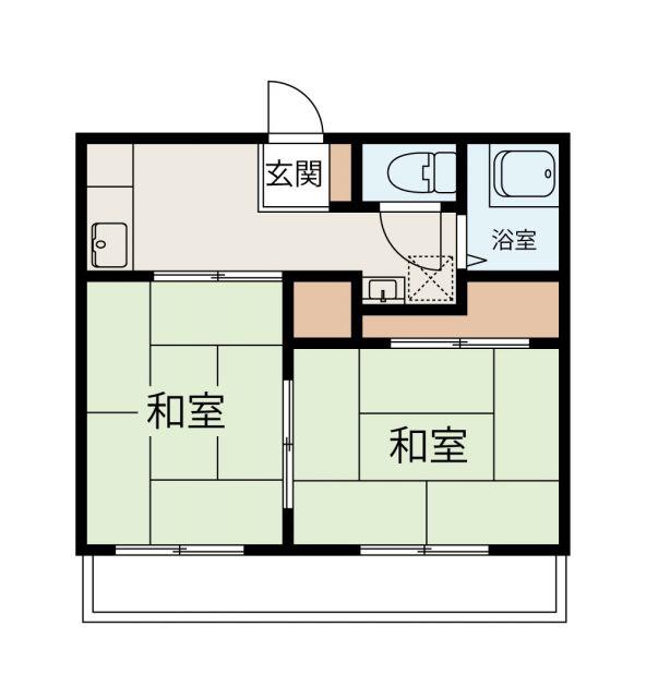 第二ビューハイツ松本(2K/2階)の間取り写真