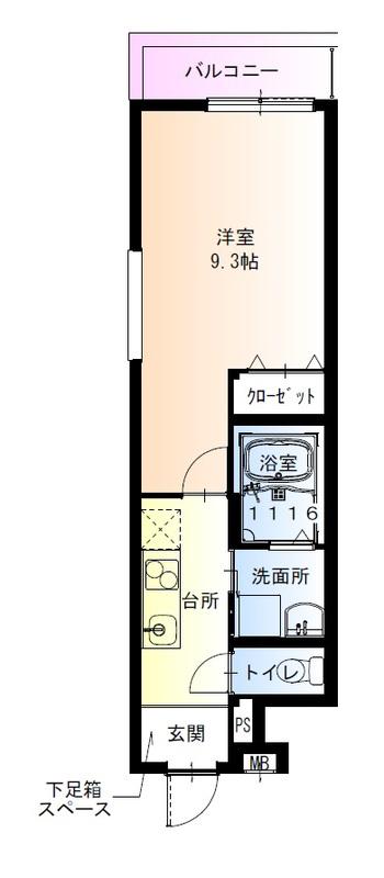 フジパレス鴫野東ウエスト(1K/1階)の間取り写真