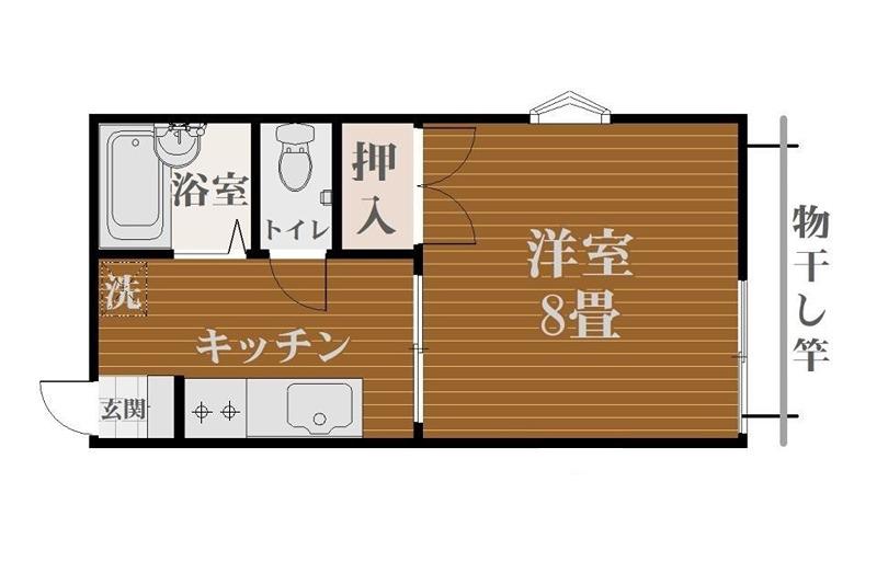 ヒルトップハイツ(1K/2階)の間取り写真