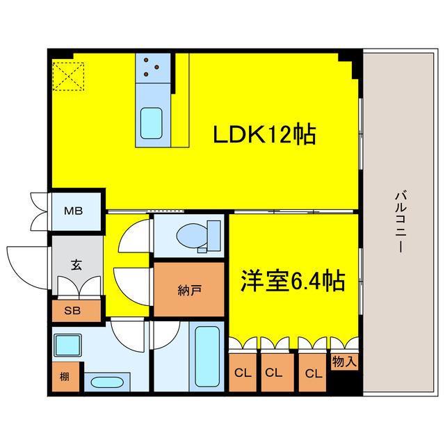 GRAND VILASSE福島(1LDK/3階)の間取り写真