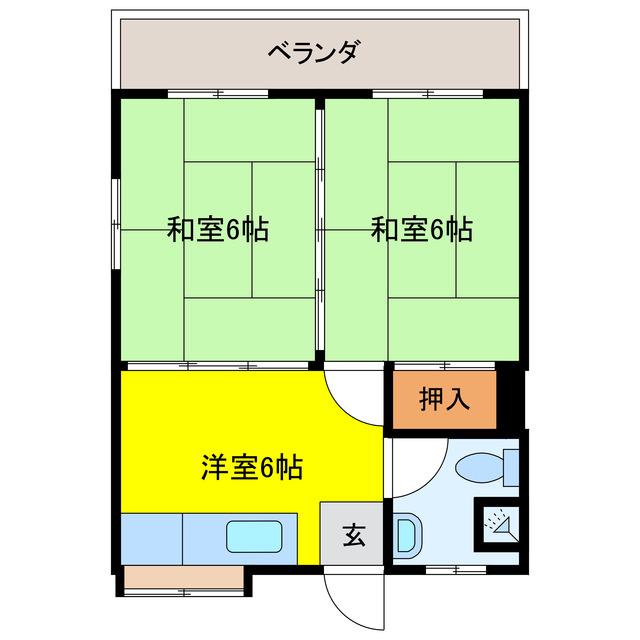 玉城マンション(2DK/2階)の間取り写真
