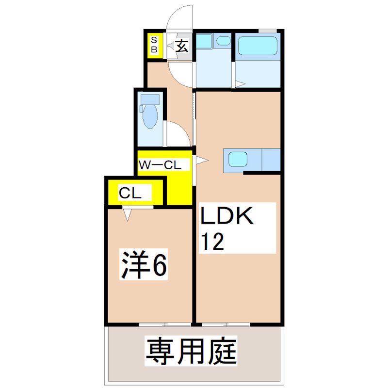 プリンス5(1LDK/1階)の間取り写真