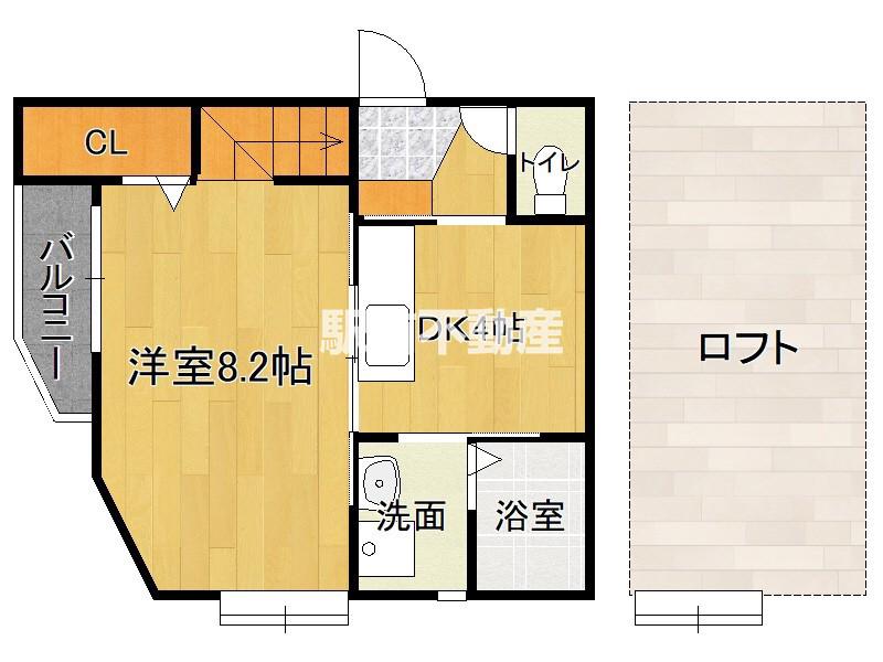 アルファーレ姪浜駅南(1SDK/2階)の間取り写真