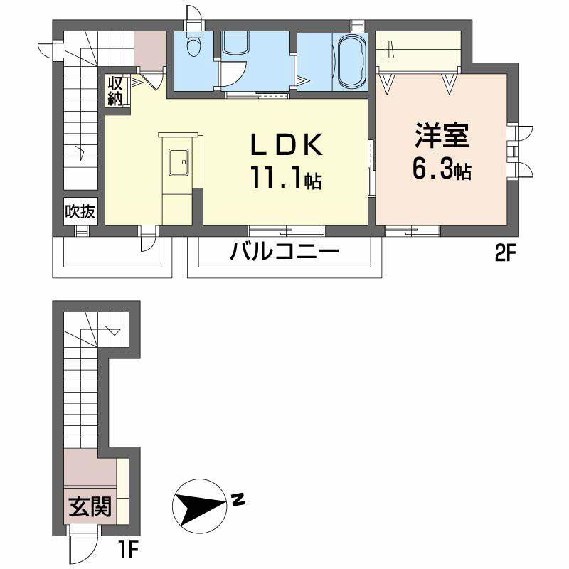 シャーメゾンセレンテ(1LDK/2階)の間取り写真