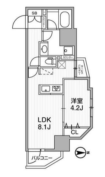 LUNIQ新御徒町I LUNIQ新御徒町I(1LDK/2階)の間取り写真