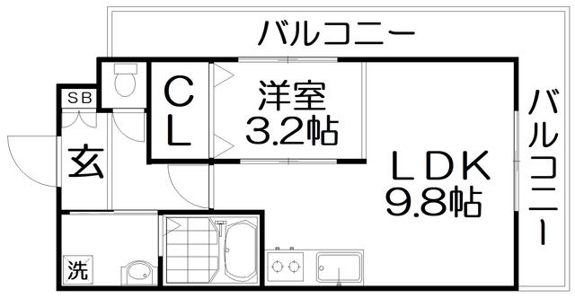 ルミエール星田(1LDK/7階)の間取り写真