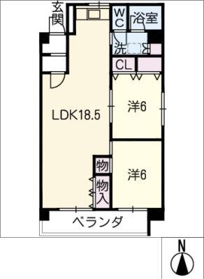 千早グリーンハイツ(2LDK/5階)の間取り写真