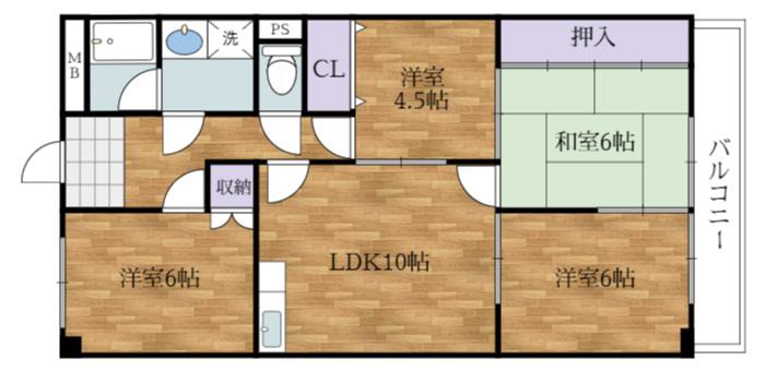 三幸フェニックスハイツ(4LDK/1階)の間取り写真