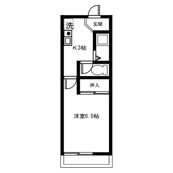 イーストCOURT 両郷 A棟(1K/2階)の間取り写真