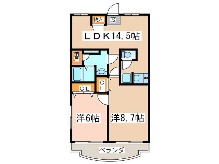 ジーエス向ヶ丘(2LDK/2階)の間取り写真