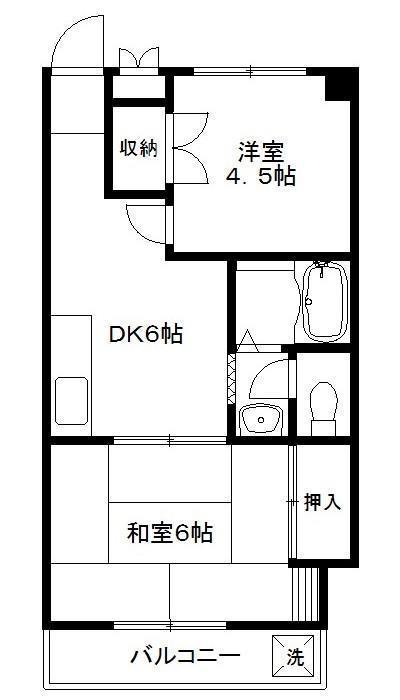 ハイム大蔵(2DK/3階)の間取り写真