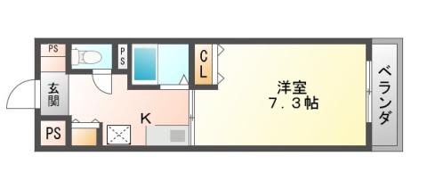 ハイマートさつき(1K/3階)の間取り写真