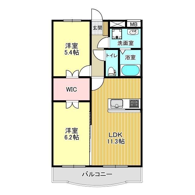 アンソレイユ ルーナ(2LDK/3階)の間取り写真