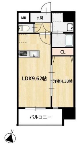 MAISON PREMIER UMEDA ノース(1LDK/4階)の間取り写真