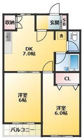 グランパ用賀(2DK/3階)の間取り写真