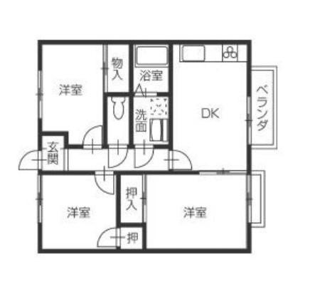 カジュアルコーポB(3DK/2階)の間取り写真