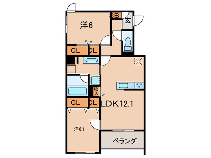 GRANDROCHER武庫之荘(2LDK/3階)の間取り写真