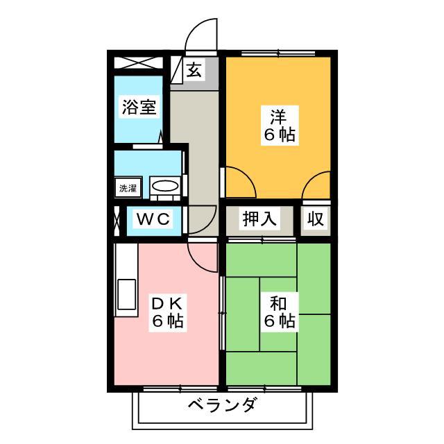 PROMENADE AOKI B(2DK/2階)の間取り写真