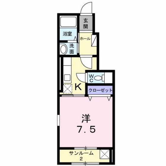 ニューハピネス(1K/1階)の間取り写真