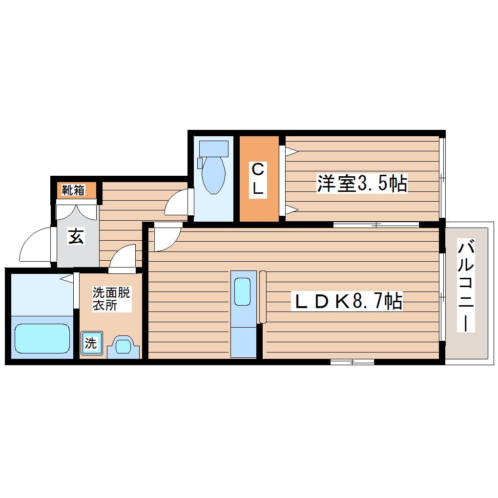 マノアーレ長町南(1LDK/1階)の間取り写真