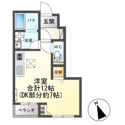 パンション岩曽(1DK/1階)の間取り写真