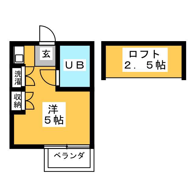 ビラカルムイースト(ワンルーム/2階)の間取り写真