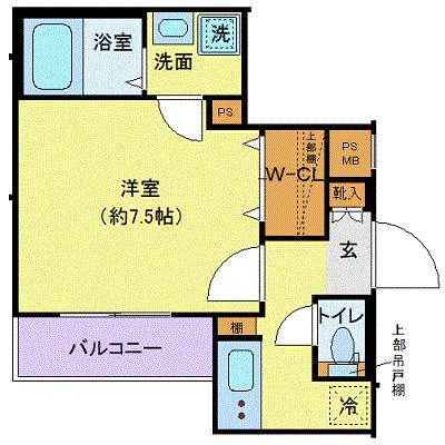 ディアレイシャス池尻大橋(1K/4階)の間取り写真